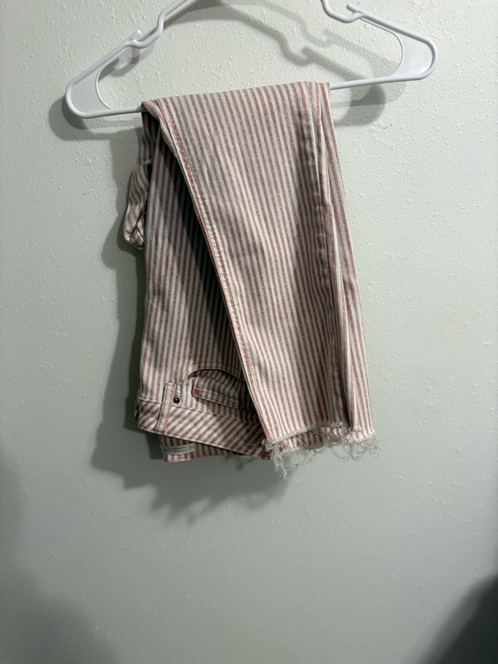 LC Lauren Conrad Pink and White Striped Skinny Crop Jeans